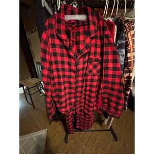 Hanes Red and Black Buffalo Plaid Pajama Set Sleepwear Loungewear XL